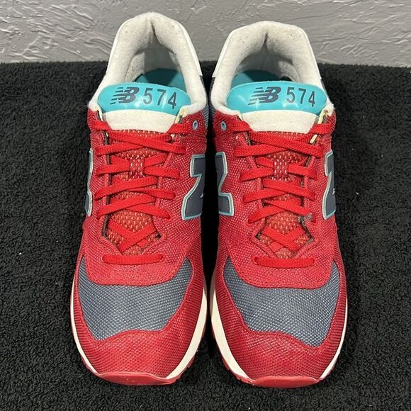🔥🔥 NEW BALANCE 574 Red/Gray/Aqua Blue Classics  Sneakers Men Size 12 - PERFECT - Picture 7 of 13